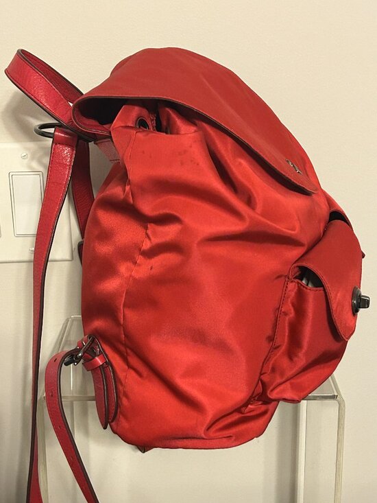 COACH Billie Charlie Nylon & Leather True Red Drawstring Bag Backpack F58814 main image 9